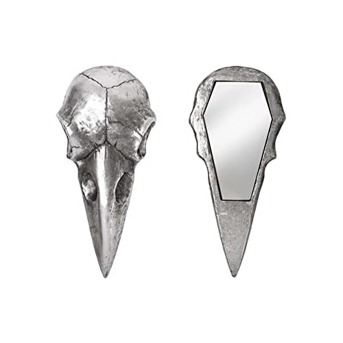 The Vault Raven Skull Handheld Makeup Mirror - Antique Silver