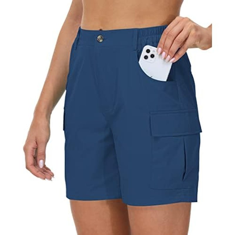 Cakulo Womens 6" Hiking Cargo Bermuda Shorts Quick Dry Golf Walking Work Summer Lightweight Shorts Pockets