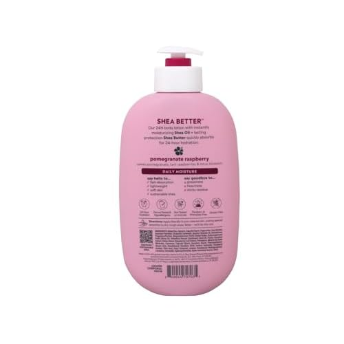eos Shea Better 24 Hour Moisture Body Lotion, Pomegranate Raspberry, 7 Nourishing Oils + Butters, Soothing Protection for Dry & Sensitive Skin, Natural Shea, Gluten-Free, Vegan, 16 fl oz (Pack of 3)