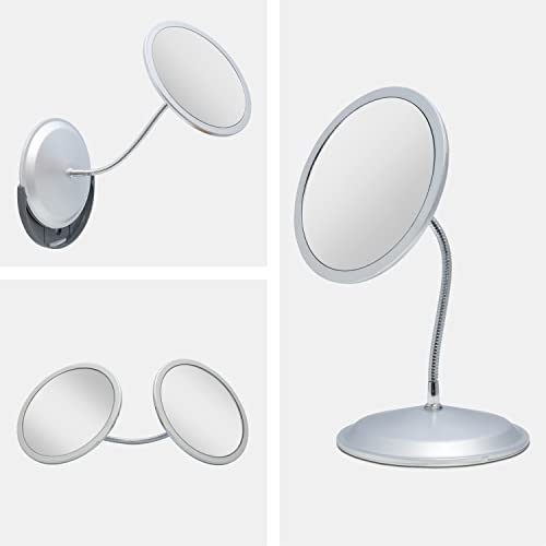 Zadro Double Vision 5X/10X Wall-Mount Makeup Mirror with Gooseneck Arm, USA Made