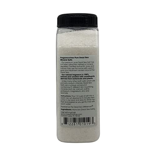 Unscented Dead Sea Bath Salts 32oz - Fragrance-Free Skin Detox
