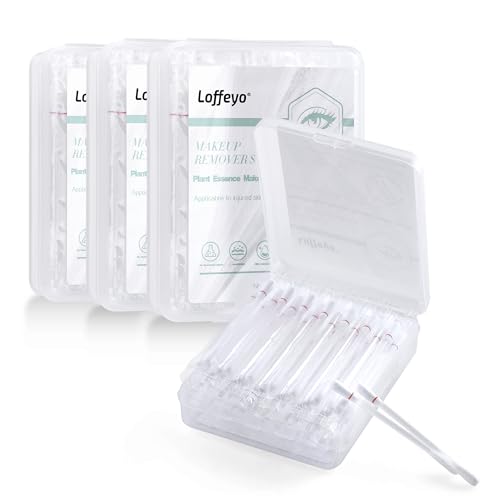 Makeup Remover Cotton Swabs, 4-Pack x 50 Count, Eye & Lip Sticks remover With White Lily, Liquid-Filled Makeup Remover Swabs, Space Saving and Travel Essentials