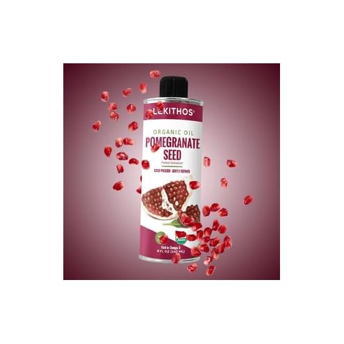 Lekithos Organic Pomegranate Seed Oil, 100% Certified Organic, Cold Pressed, Rich in Omega 5, 8oz, Single Ingredient Nutrition, Non-GMO