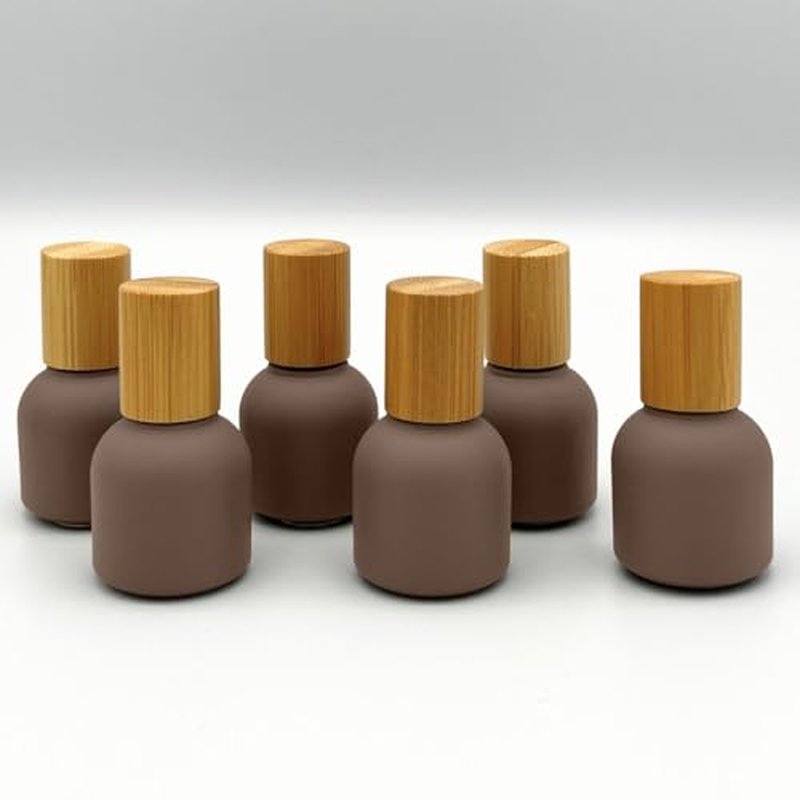 10ml Glass Roller Bottles with Bamboo Cap and Stainless Steel Ball for Essential Oils (Chocolate, Bamboo)