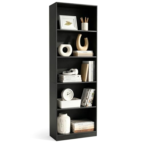 5-Tier Open Cube Bookshelf - Heavy-Duty Melamine Shelving, 71in tall, Anti-Tipping