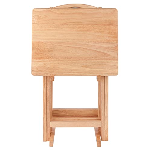 Winsome Wood Alex Snack Table Set 4-Piece with Stand - Natural Finish
