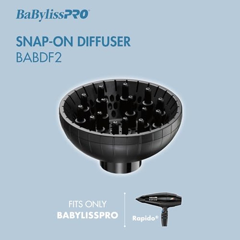 BaBylissPRO Snap-On Diffuser Attachment for Hair Dryer - for Rapido or Brava Hair Dryer ONLY, BABDF2