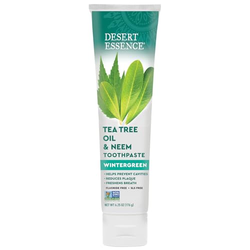 Desert Essence Tea Tree & Neem Toothpaste Wintergreen 3 Pack 6.25 oz
