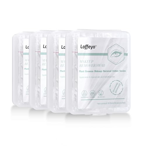 Makeup Remover Cotton Swabs, 4-Pack x 50 Count, Eye & Lip Sticks remover With White Lily, Liquid-Filled Makeup Remover Swabs, Space Saving and Travel Essentials