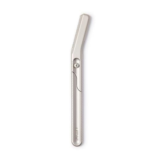 Leaf Shave | Leaf Dermaplaner, All-Metal Reusable Dermaplane Razor and Exfoliating Tool for Women, Includes Precision Clip and Two Refills - Silver
