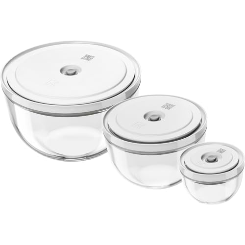 Zwilling Fresh & Save 3-Piece Glass Vacuum Bowl Set - BPA-Free, Heat Safe