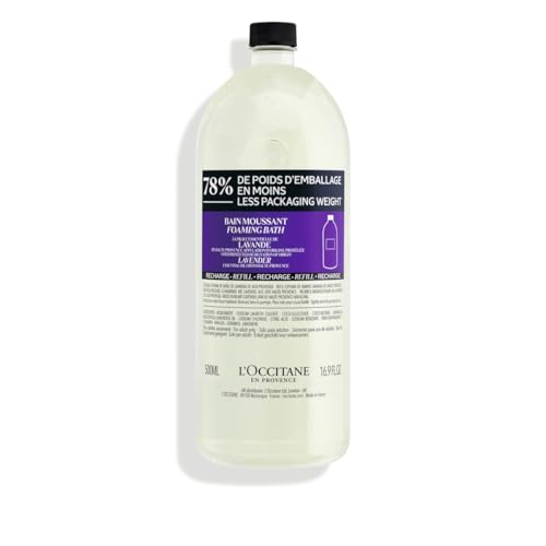 L'Occitane Lavender Bubble Bath Refill, Relaxing Foam & Essential Oil, 16.9 fl oz