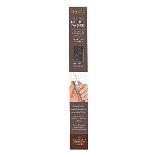 Cuccio 100 Grit Stainless Steel Nail File Refill, Black, 50 Count