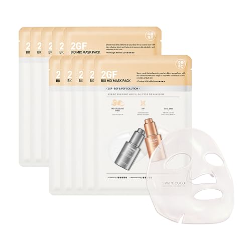 Pregnancy Safe 2GF Bio Gel Face Mask Elasticity, Deep Hydration Elasticity, Plumping Improvement, Glow Skin, Growth Factor (EGF FGF) Korean Skincare (10 sheets), Valentines Day Gifts for Her