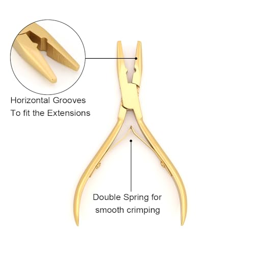 GlamorDove Gold Hair Extension Tool Kit with Microlink Pliers & Beading Needles - 2 Pcs
