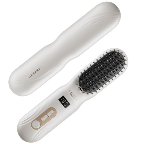 Cordless Hair Straightening Brush with Ionic & Keratin Care, Rechargeable Heated Styling Tool