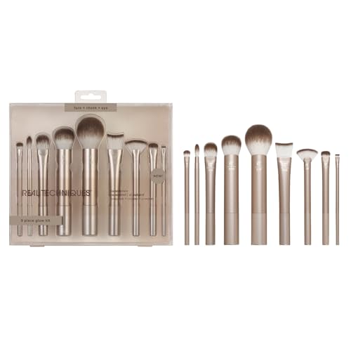 Au Naturale Makeup Brush Set - 9 Piece Premium Synthetic Face & Eye Brushes - Travel Friendly
