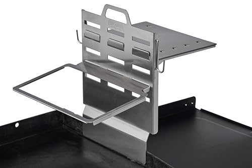 Chef Master Griddle Shelf & Steam Pan Insert Combo - Outdoor Grill Organizer with Adjustable Shelf & Steel Pan