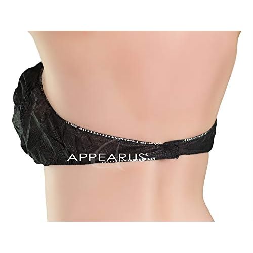 APPEARUS Disposable Bandeau Bra 50 Count - Women's Strapless Bras for Spray Tanning, Spa Treatments, and Body Waxing - Individually Wrapped, Black, One Size