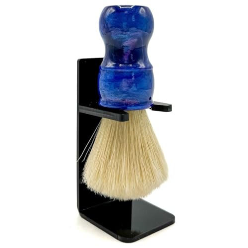 Premium Boar Bristle Shaving Brush with 24mm Knot and Blue Resin Handle