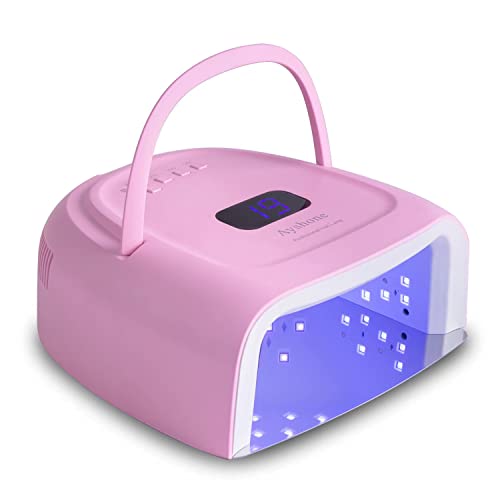 Ayshone 60W Rechargeable Cordless LED Gel Nail Lamp with Pink Handle, Auto Sensor, LCD, 4 Timer Settings