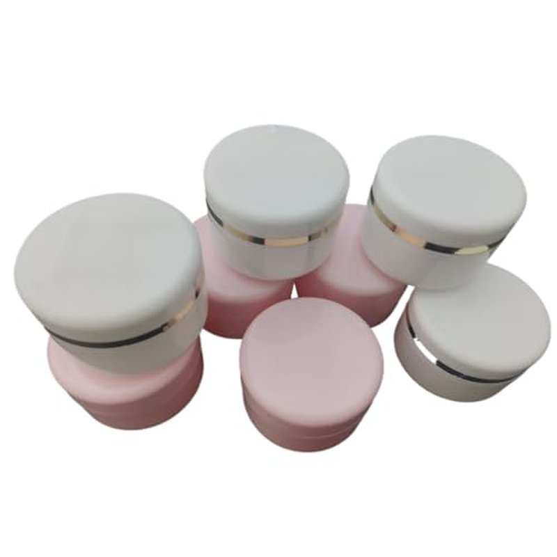 8 Pack Plastic Empty Cosmetic Containers with Lid, Portable 3 Oz 100ml Refillable Make-up Face Cream Jars Case for Body Scrub Mask Lotion Storage Pot (White, Pink)