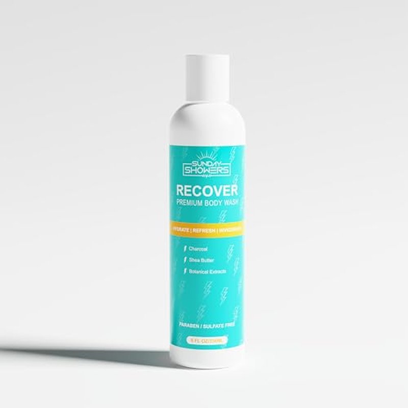 All Natural Recovery Body Wash - Revitalize and Rejuvenate with clean premium ingredients: Charcoal, Shea Butter, Eucalyptus, Tea Tree, Coconut Oil, Rosemary, Chamomile, Sage