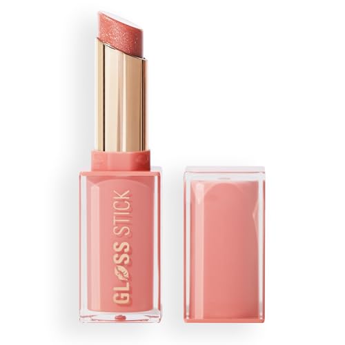 Revolution Beauty London, Pout Lip Gloss Stick, Pigmented High-Shine Formula with Hyaluronic Acid & Vitamin E, Vegan & Cruelty-Free, Shimmer Peach Sorbet Nude, 0.1 fl oz