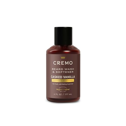Cremo Casked Vanilla 2n1 Beard Wash & Softener, Specifically Designed to Clean, Moisturize and Soften All Lengths of Facial Hair, 6 Fl Oz