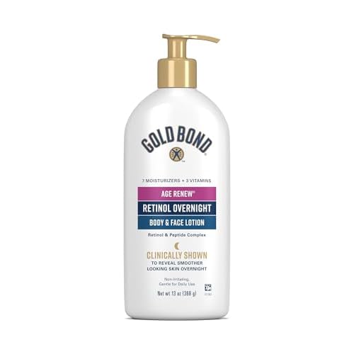 Gold Bond Age Renew Retinol Overnight Body & Face Lotion, Retinol Face and Body Lotion with Peptide Complex, 13 oz
