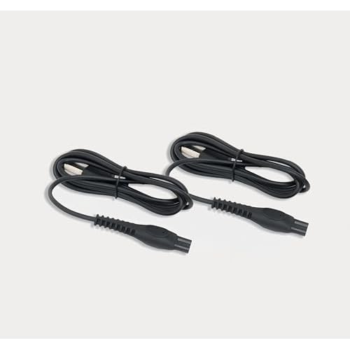 Qjin 5V Charger Cable for Philips Norelco Shaver i9000 Prestige Ultra 2400 3600 3900, USB Charging Cord for OneBlade QP1324 QP2834 QP2724 QP4530 & Body Groomer BG5490 BG7490, 2 Pack