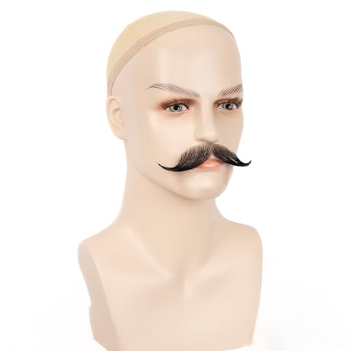 Fake Human Hair Beard for Men and Women - Natural Black 02 - Reusable & Realistic