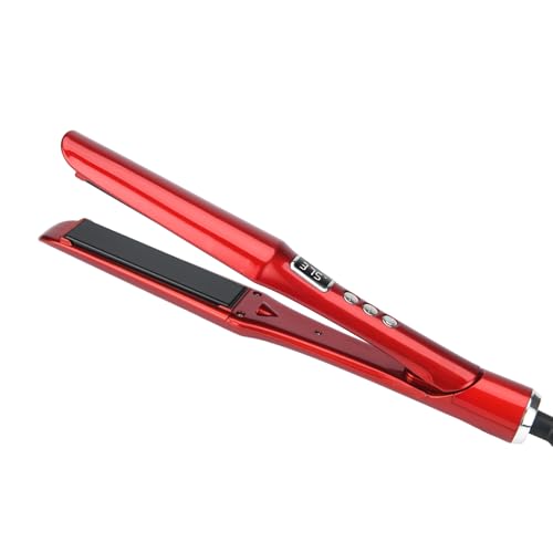 2-in-1 Hair Straightener and Curler - Titanium & Ceramic, Red - Fast Heat-up & Adjustable Temperature