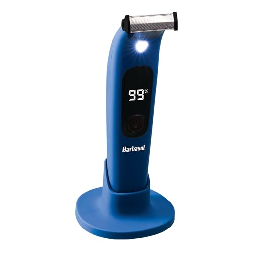 Barbasol Face and Body Shaver, Hybrid Face and Body Single Blade Shaver, Rechargeable with a 2 Hour Run Time, Wet or Dry Shave, LED Screen, Built in Light, Stainless Steel