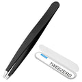 Stainless Steel Tweezers for Eyebrows-Flat Tweezer with Case for Women&Man,Great Precision on Brow,Facial Hair and Ingrown Hair Removal(Black)