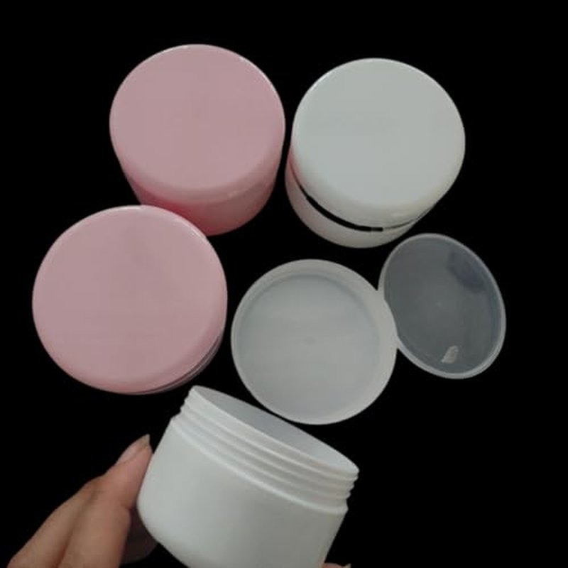 8 Pack Plastic Empty Cosmetic Containers with Lid, Portable 3 Oz 100ml Refillable Make-up Face Cream Jars Case for Body Scrub Mask Lotion Storage Pot (White, Pink)