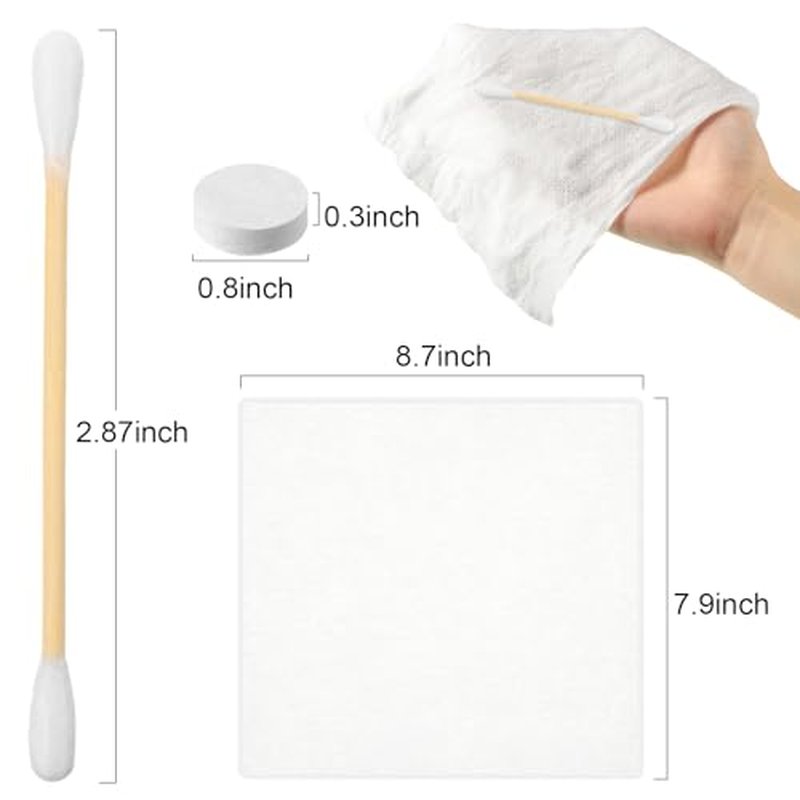 1000 Cotton Swabs Travel Size Individually Packaged Double Headed Cotton Swabs and 200 Compressed Towels Portable Disposable Towels Suitable for Travel Hotel Hiking Camping Outdoor Wedding