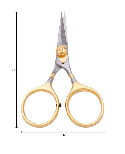 Hair Razor Scissor 4.5 Inch Straight Serrated Blade Gold Loops Professional Cutting Tool