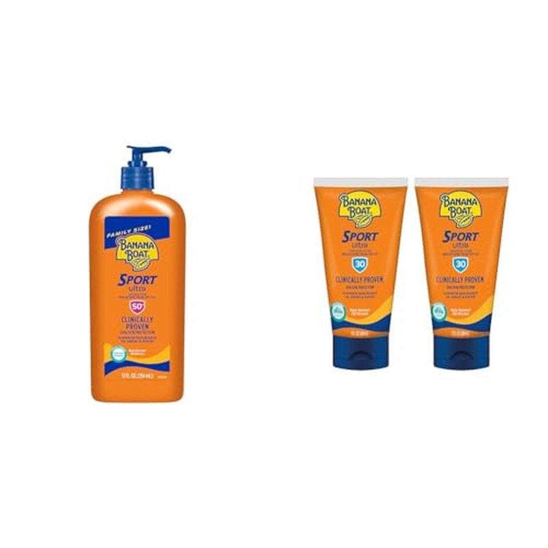 Banana Boat Sport Ultra Sunscreen Lotion SPF 50 12oz & SPF 30 3oz Twin Pack