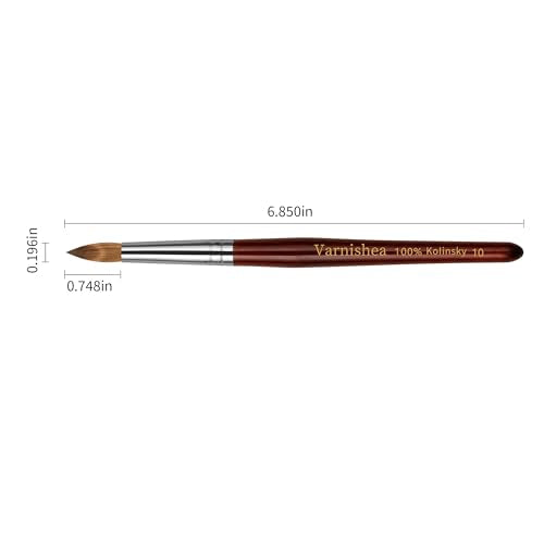 Brown 10# Acrylic Nail Brush with Solid Wood Handle - Professional Manicure Tool