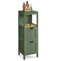 VASAGLE 35" H Floor Cabinet with 2 Drawers, Forest Green – Slim Corner Storage, Open Shelf