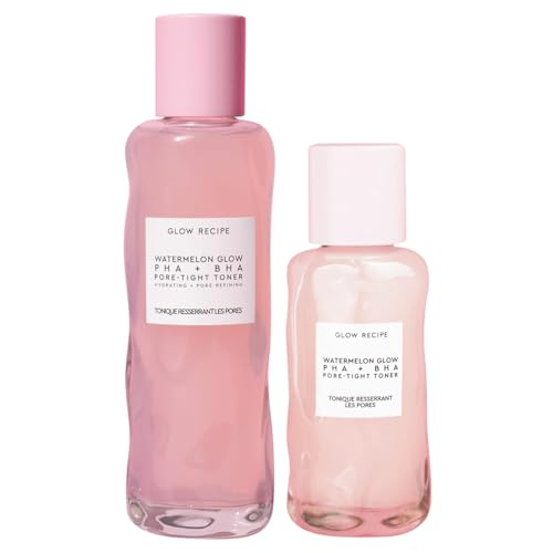 Glow Recipe Toner Duo - Glow Recipe PHA+BHA Pore Minimizer & Facial Exfoliator for Glass Skin - Tightening & Hydrating Skincare with Hyaluronic Acid (150 ml & 40 ml)