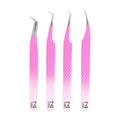 M LASH tweezers for Eyelash Extension (Set of 4) - Professional & Precision Eyelash tweezers - Japanese Steel, Diamond Grip, Fiber Tip V3 lash applicator tool (PW-Ombre)