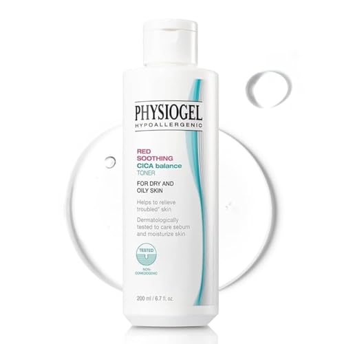 Physiogel Red Soothing Cica Balance Toner, Manages Skin Troubles, Refines Pores, Controls Sebum, Moisturizing, Cica, PEA, Niacinamide, Panthenol, Hypoallergenic Face Toner for Men & Women