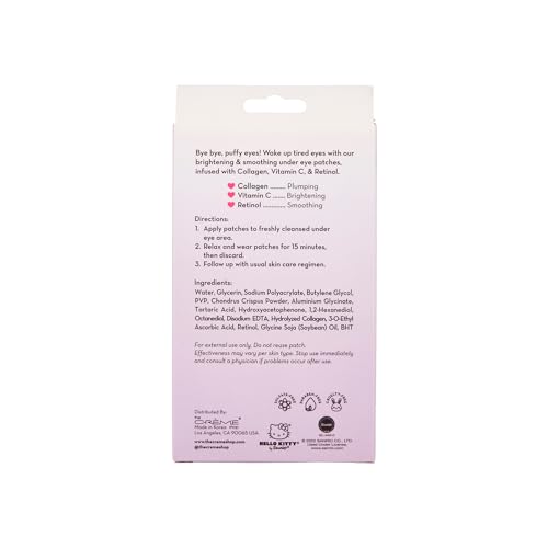The Cr?me Shop Hello Kitty Bye Bye Puffy Eyes Under Eye Patches, Korean Eye Mask - 3 Pairs