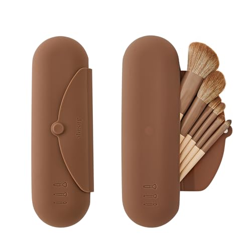 Silicone Makeup Brush Holder£¬Travel Makeup bag-Soft Portable Cosmetic Face Brushes Holder£¬Large Travel Makeup Brush Case with Anti-Fall Out Magnetic Closure