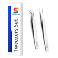 Silver Nail Art Tweezers Set ? Precision Tweezers for Nail Stickers, Rhinestones, Charms, & Decals ? Essential Nail Art Tools for Nail Designers ? Elegant Nail Sticker Tweezers for Gel Nails