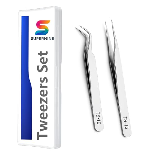 Silver Nail Art Tweezers Set ? Precision Tweezers for Nail Stickers, Rhinestones, Charms, & Decals ? Essential Nail Art Tools for Nail Designers ? Elegant Nail Sticker Tweezers for Gel Nails