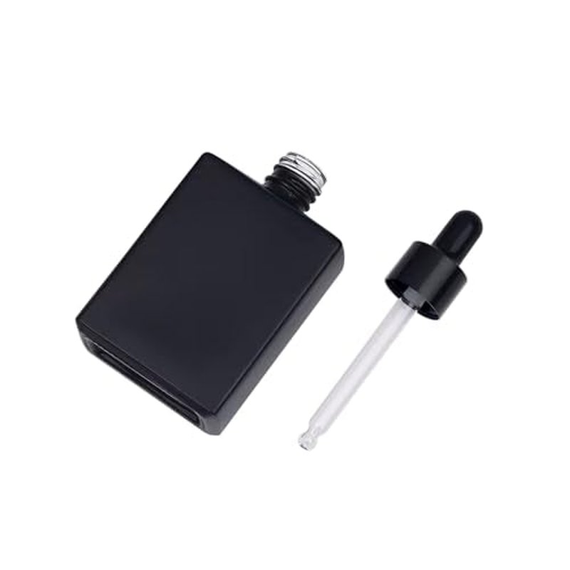 6 Pack 1.7oz Black Square Glass Dropper Bottles 50ML Square Essential Oils Dropper Bottles Tincture Bottle with Eye Dropper for Perfumes, Liquids, Hair and Body Oils (Black)