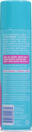 Rave Unscented 33oz 4X Mega Aerosol Hairspray - 24-Hour Hold, Humidity-Resistant, Vitamin-Enhanced, Pack of 2